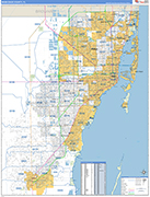 Miami Dade County Wall Map Basic Style